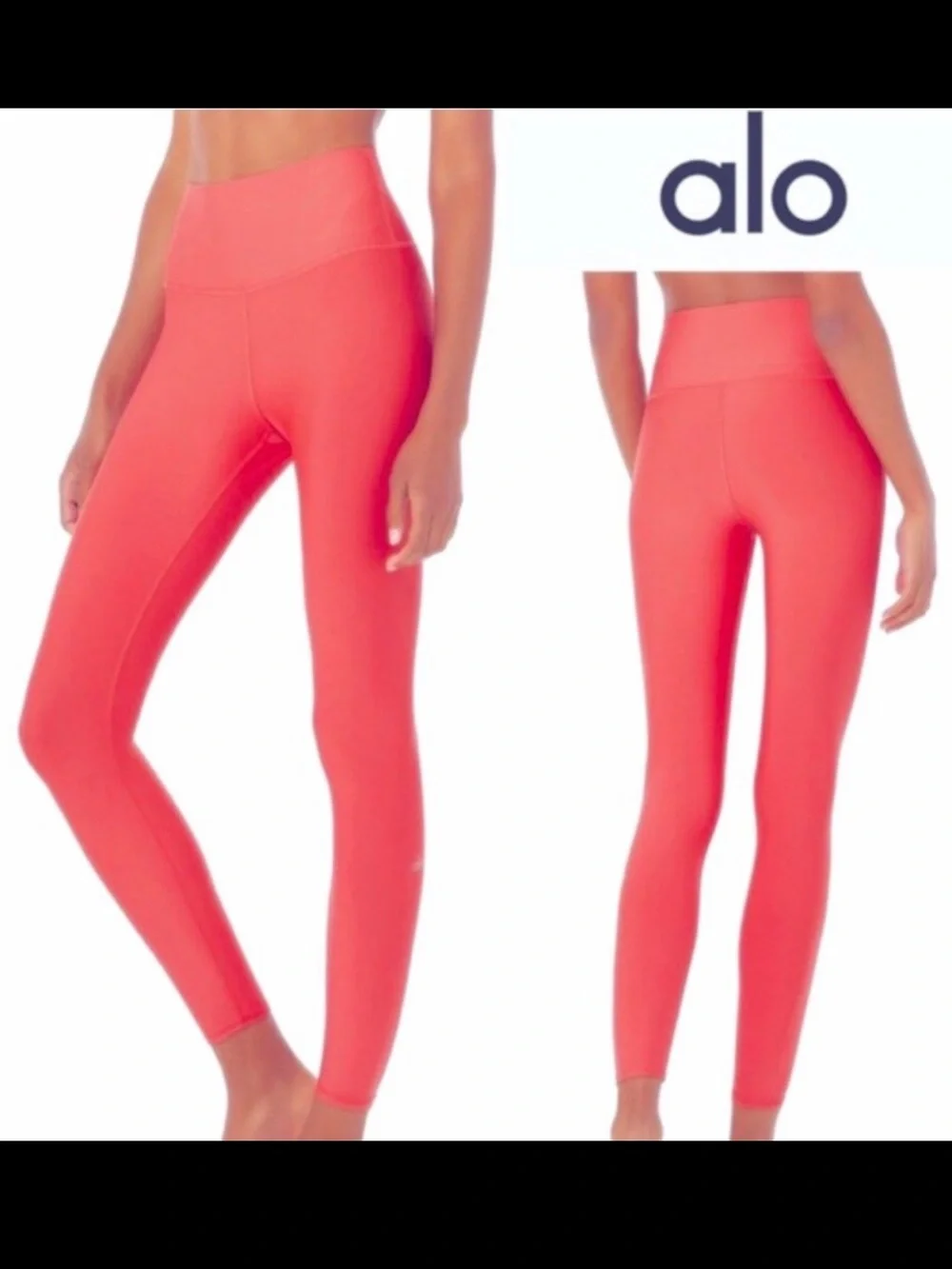 Alo Yoga Leggings in “Strawberry” Pink Salmon Color approx 27” inseam M Medium